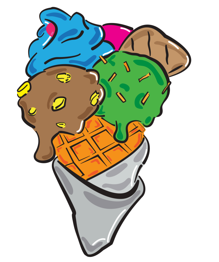 Illustration vectorielle d’une glace stylisée, réalisée sur Illustrator avec des formes et des couleurs vibrantes.