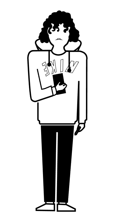 Pictogramme stylisé représentant ma personne, mettant en avant un travail sur les courbes et le positionnement anatomique.