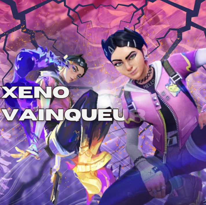 Affiche de la victoire de la Team Xeno dans un tournoi Valorant, avec Clove en tête d'affiche et un cash prize de 50€.